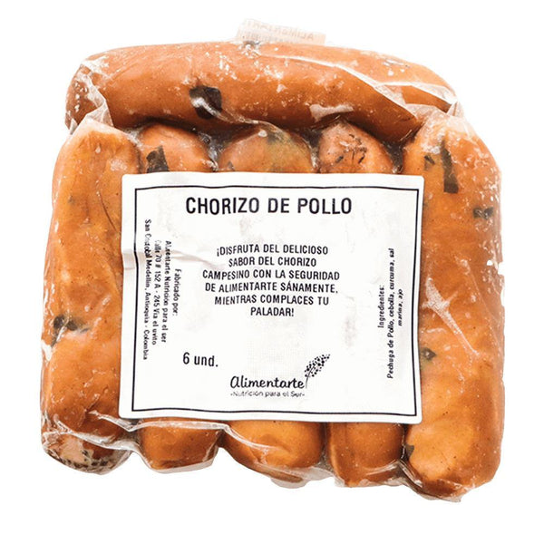 Chorizos de pechuga de pollo x 6 unidades 480gr - MercaViva Medellín